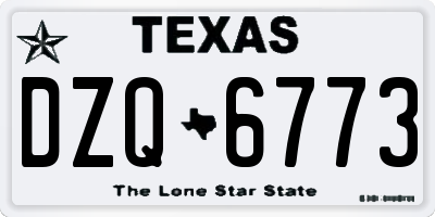 TX license plate DZQ6773