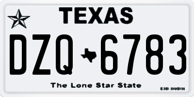 TX license plate DZQ6783