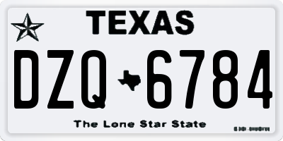 TX license plate DZQ6784