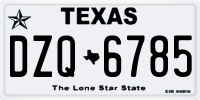 TX license plate DZQ6785