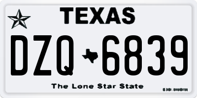 TX license plate DZQ6839