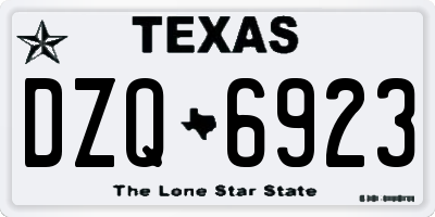 TX license plate DZQ6923