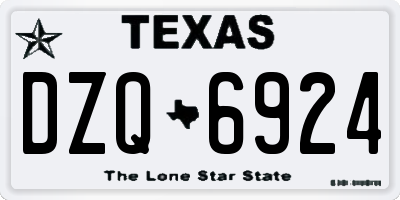TX license plate DZQ6924