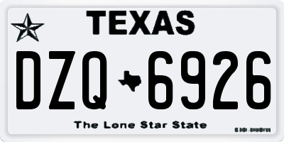 TX license plate DZQ6926