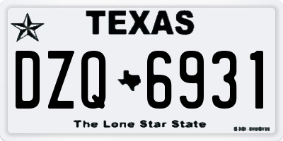 TX license plate DZQ6931