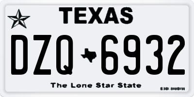 TX license plate DZQ6932