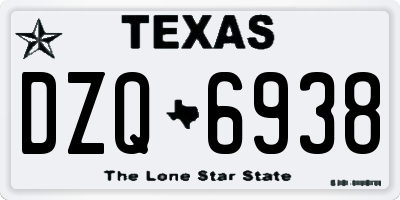 TX license plate DZQ6938
