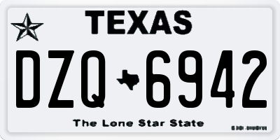 TX license plate DZQ6942