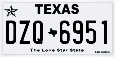 TX license plate DZQ6951