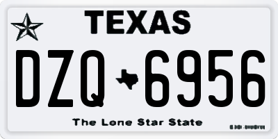 TX license plate DZQ6956