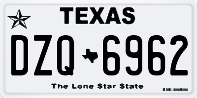 TX license plate DZQ6962