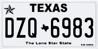 TX license plate DZQ6983