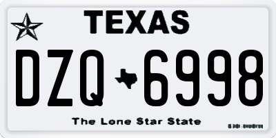 TX license plate DZQ6998