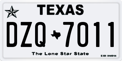 TX license plate DZQ7011