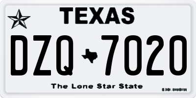 TX license plate DZQ7020