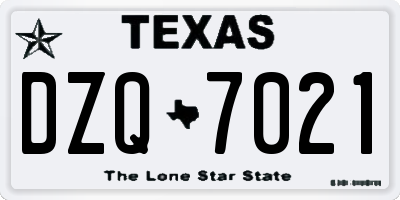 TX license plate DZQ7021
