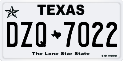 TX license plate DZQ7022