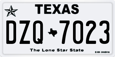 TX license plate DZQ7023