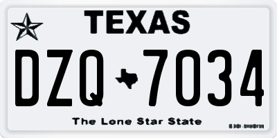 TX license plate DZQ7034