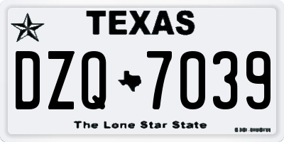TX license plate DZQ7039