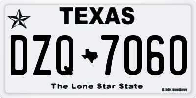 TX license plate DZQ7060