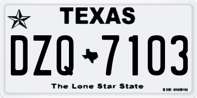 TX license plate DZQ7103