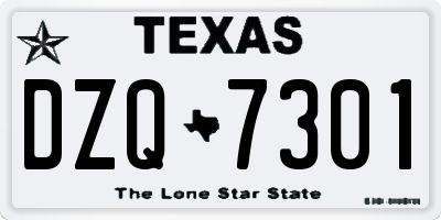 TX license plate DZQ7301