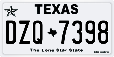 TX license plate DZQ7398