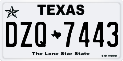 TX license plate DZQ7443