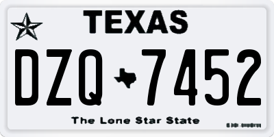 TX license plate DZQ7452