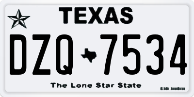 TX license plate DZQ7534