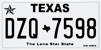TX license plate DZQ7598
