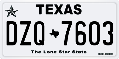 TX license plate DZQ7603