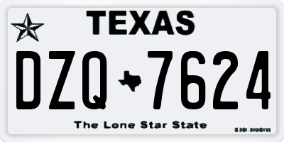 TX license plate DZQ7624