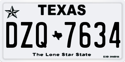 TX license plate DZQ7634