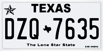 TX license plate DZQ7635