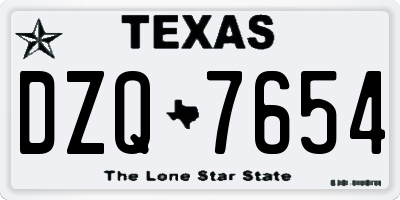 TX license plate DZQ7654
