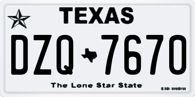 TX license plate DZQ7670