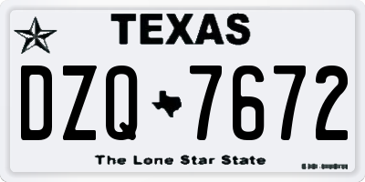 TX license plate DZQ7672