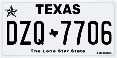 TX license plate DZQ7706