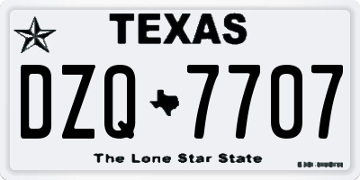 TX license plate DZQ7707