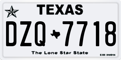 TX license plate DZQ7718
