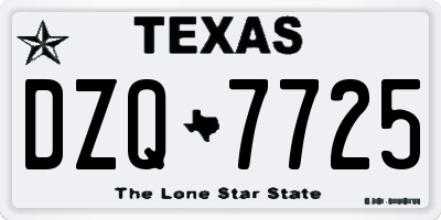 TX license plate DZQ7725