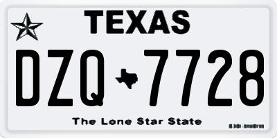 TX license plate DZQ7728