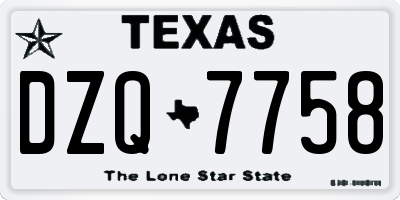 TX license plate DZQ7758