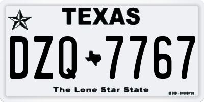 TX license plate DZQ7767