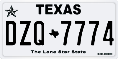 TX license plate DZQ7774