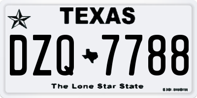 TX license plate DZQ7788