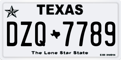 TX license plate DZQ7789