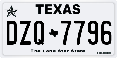 TX license plate DZQ7796